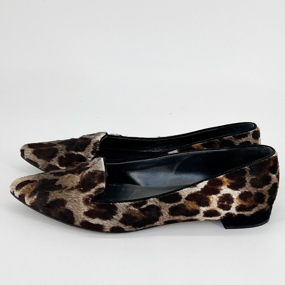 Stuart Weitzman Leopard Calf Hair Loafers Flats Women 9.5 M Pointed Toe Spain - Picture 8 of 10